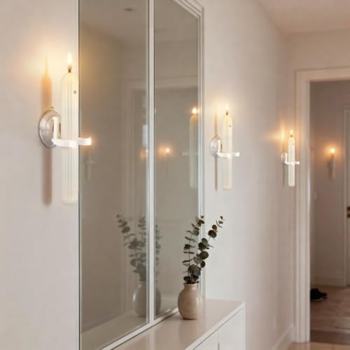 12 Flameless Led Taper Windows Candles with Sensor Dusk to Dawn & Ivory Striped Candlesticks with Suction Cups, Roman Column Christmas Window Candle Battery Operated for Home Decor - Image 7