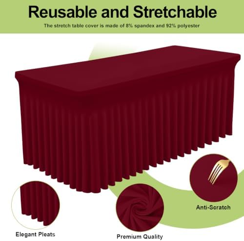Smiry Spandex Elastic Fitted Table Cloth Skirt for 8FT Rectangle Table - Image 2