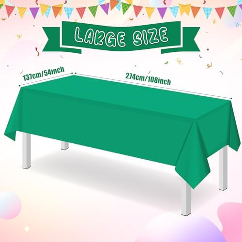 32 Pack Green Plastic Tablecloth for Rectangle Tables, Premium Decorative Green Disposable Table Cloths for Parties, Rectangle Party Table Cover for Birthday Anniversary Graduation Picnic, 54x108 Inch - Image 2