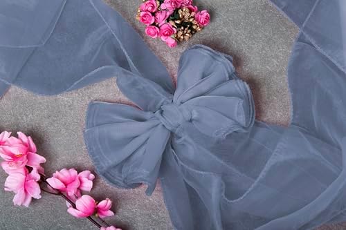 MDS Pack of 25 Organza Chair Sashes for Wedding & Event Décor – Dusty Blue - Image 5