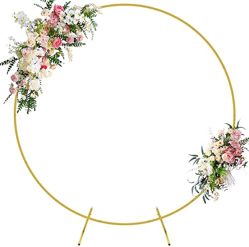 Wokceer Round Backdrop Stand 6FT Gold Metal Circle Balloon Arch Frame by Wokceer