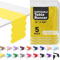 Yellow Scallop Table Runner, Disposable Plastic, 5 Pack, 14x108in by Swanoo