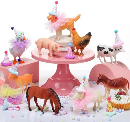 Weysat 27 Pcs Farm Animal Cake Toppers with Birthday Hat Tutu Skirt by Weysat