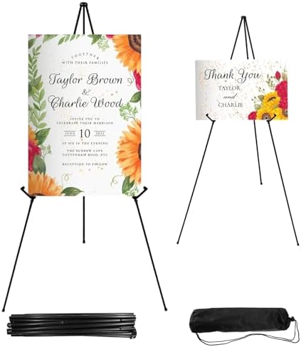 JEAWIWI 2 Pcs Lightweight Easel Stand, 66 Inch, Black, with Carry Bags by JEAWIWI
