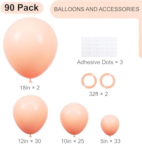 Voircoloria 90pcs Pastel Orange Balloons Garland Arch Kit, 18 12 10 5 Inch - Image 2