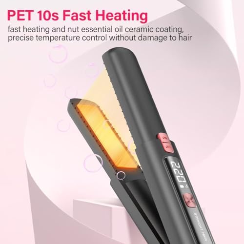 Cordless Hair Straightener and Curler 2 in 1, Mini, Lightweight and Small,USB Rechargeable with 4500mAh Battery, 10s Fast Heating, Portable Ceramic Flat Iron for Travel (Black) - Image 7
