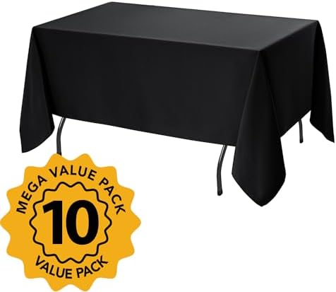 10-Pack Black Tablecloths for Rectangle Tables, 70 x 120 Inches - Image 2