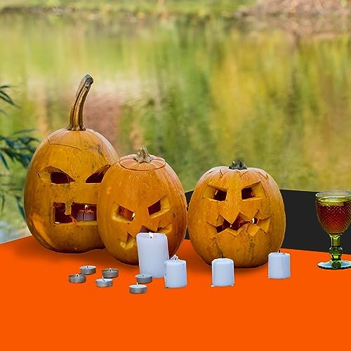 Oudain 6 Pcs Plastic Disposable Table Cloth 54" x 108", Orange, Black - Image 5