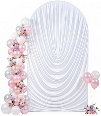 White Draped Arch Cover - 6FT Drape Arch Backdrop Cover by HBBMAGIC