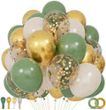 68Pcs Balloons Kit 12 Inch, Sage Green Balloon Sand White Metallic Gold Balloon Confetti with Ribbons, Party Balloons for Baby Bridal Shower Wedding Birthday Decorations. by KUULBELAballoons