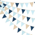 Navy Blue Champagne Gold Dusty Blue Buffalo Plaid Pennant Banner Flag Hanging Glitter Paper Triangle Bunting for Birthday Wedding Shower Bachelor Retirement Nautical Party Decorations Supplies by pinkblume