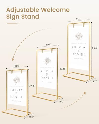 Wedding Welcome Sign Stand, Gold Sign Holder, Includes Design Bundle - Image 2