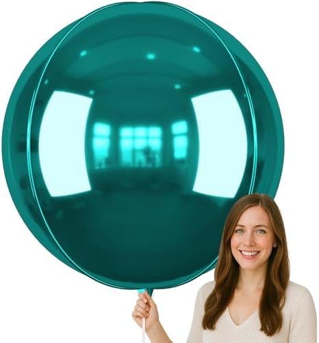 50 Inch Metallic Dark Green Round Foil Balloons 3pcs Large 4D Ball Balloons by vibzox