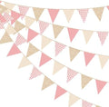 Dusty Rose Pink Buffalo Plaid Champagne Gold Party Decorations Pennant Banner Flag Hanging Glitter Paper Triangle Bunting for Women Girls Birthday Wedding Bridal Shower Hen Party Supplies by pinkblume