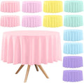 12 Pack Round Pastel Disposable Tablecloths for Party, 84 Inch by EUVBOKW
