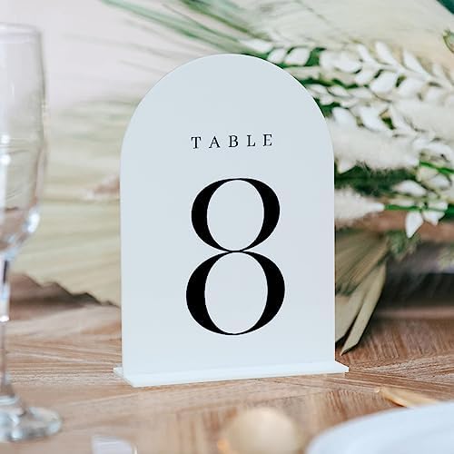 White Arch Table Numbers for Wedding, 30 Pack 5"x7" White Arch Acrylic Table Numbers 1-30 with stand, Perfect for Wedding Reception - Image 3