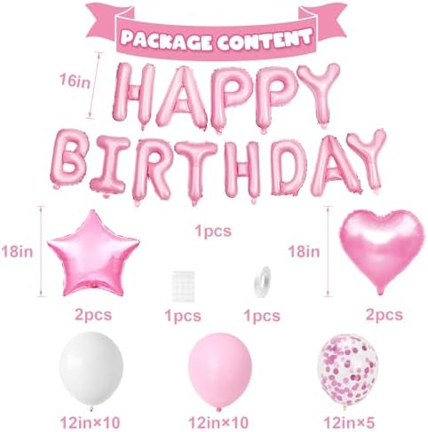 Pink White Birthday Decorations for Girls Pink and White Birthday Balloon - Image 2