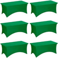 Fixwal 6 Pack 6FT Green Tablecloth Rectangle Spandex Fitted Table Cover by Fixwal