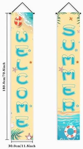 BlissYard 2pcs Welcome Summer Door Banner Beach Themed Decorations Sea Star Hanging Porch Banner Summer Decor for Outside Hawaii Tropical Party Seasonal Outdoor Indoor Holiday Supplies - Image 5