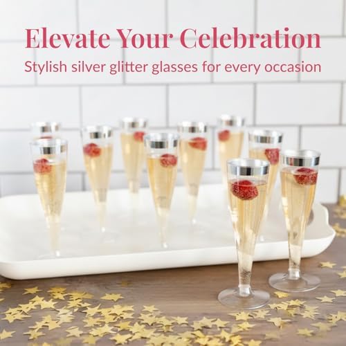 Prestee Disposable Champagne Flutes, 4.5 oz Plastic Champagne Glasses - Image 2