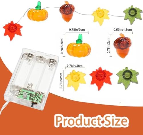 Fall Decor Lights 10Ft 30 LEDs Thanksgiving Decoration Battery Operated Acorn 3D Pumpkin Maple Leaf String Lights Fall Lights for Home Autumn Garland Harvest Halloween Party Christmas - Image 5
