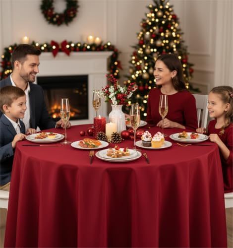 Fitable 6 Pack Red Tablecloths 70 Inch Round for 36"-48" Tables - Image 2