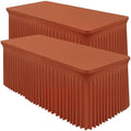 2 Packs Terracotta Spandex Table Cloths 4 Foot, Fitted Stretch Table Cover with Skirts 24x48 Inch, Wrinkle-Free Floor Length Tablecloths Rectangular for Weddings Parties Banquets Events Decorations by Shillance