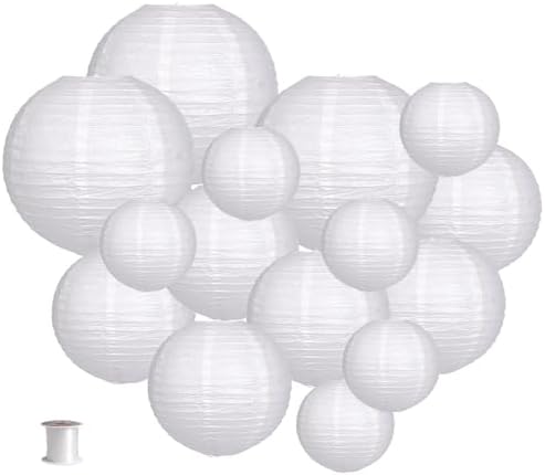 Hanging White Paper Lanterns White Party Decorations 15pcs by zilue