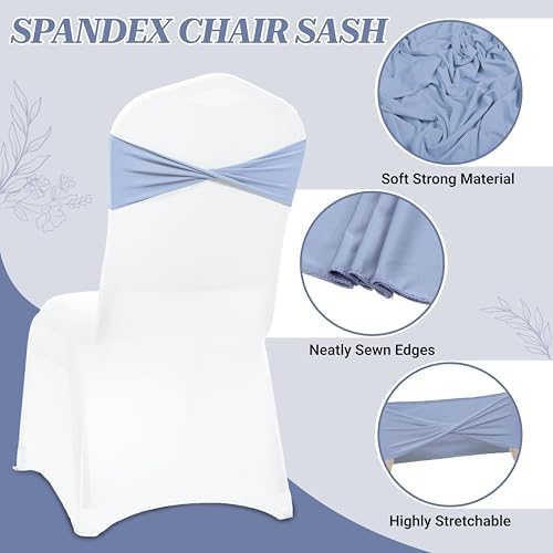 MDS Pack of 150 Spandex Chair Sashes Without Slider Buckles – Baby Blue - Image 3