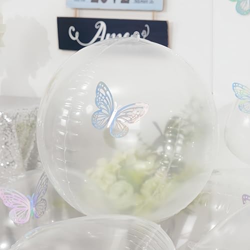 12PCS Clear Round Foil Balloons 22" 15" 10" Large Bubble Balloons - Image 4