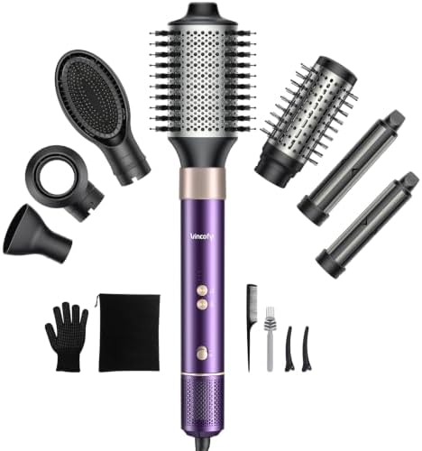 Vincofy 7 in 1 Hot Air Styler,1500W Hair Dryer Brush with Auto-Wrap Curlers by AENEY