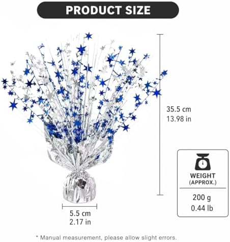 4 Pack Metallic Foil Spray Centerpiece Stars for Wedding, Birthday, Anniversary, Christmas Table Decor, Holiday Festival Baby Shower Graduation Mantle Party Decorations (Silver&Blue) - Image 2