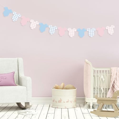 Weysat 2 Pcs Gender Reveal Banner Decorations Pink Blue Plaid Banner - Image 6