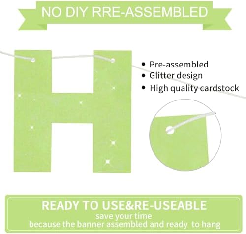 BEISHIDA Pre-Strung Light Green Happy Birthday Banner Party Sign Decoration - Image 3