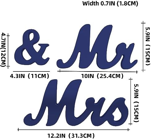 VIOPVERY Wooden Mr & Mrs Wedding Sign with Just Married Banner,Blue - Image 2
