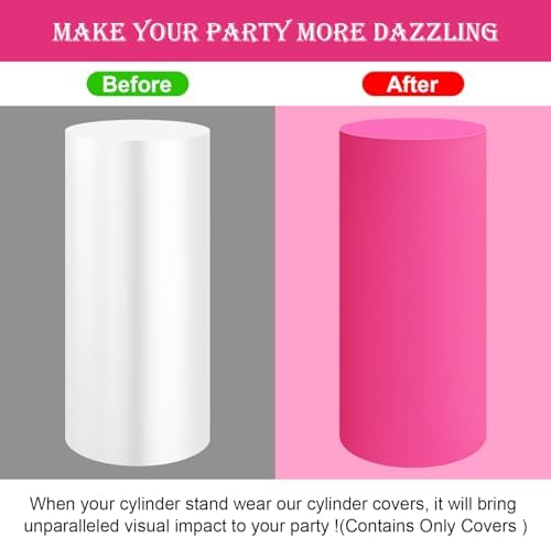 SaitiMade Set of 5 - Fuchsia Cylinder Pedestal Stand Covers - Image 4