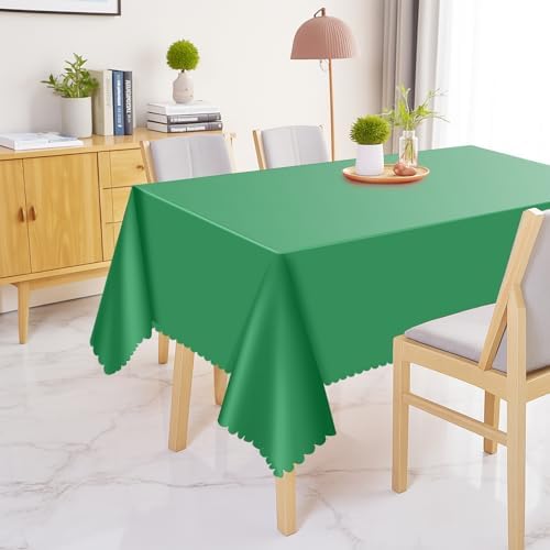 NatNarr 6 Pcs Green Tablecloths Plastic, Scalloped Rectangle Table Cloth - Image 6