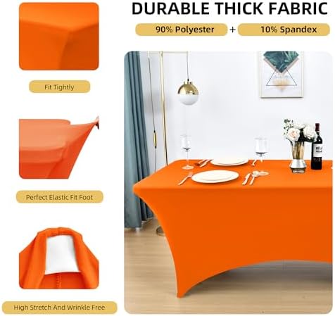 6-Pack 6ft Spandex Table Covers for Rectangle Standard Folding Tables - Wrinkle Resistant Stretch Tablecloths - Ultimate Fitted Table Protector for Parties, Trade Shows, Wedding - Image 2