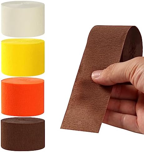 Yellow-Beige Orange-Brown Fall Party-Decorations Streamers - 8 Rolls Boho Autumn Baby Shower Thanksgiving Harvest Crepe Tissue Paper Streamer,Birthday Bridal Bachelorette Wedding Garland Panduola - Image 3