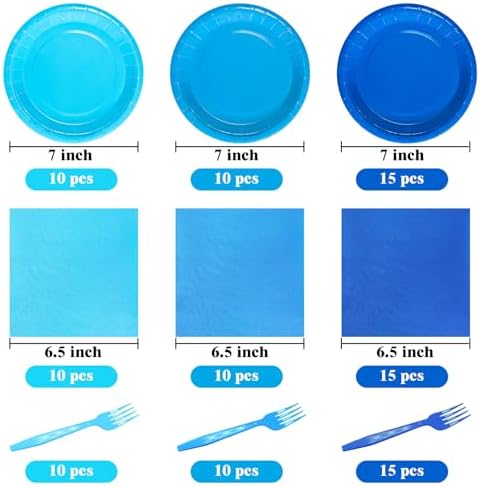 Serves 35 Guests Dusty Blue Plates and Napkins Party Supplies - Image 2
