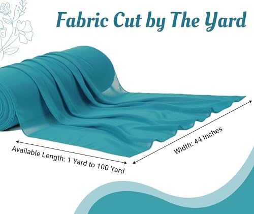 5 Yard Chiffon Fabrics, 44" Wide, Lightweight, Sheer – Peacock Blue - Image 4