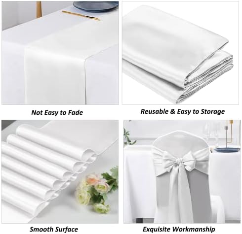 SiinvdaBZX 12 Pcs White Satin Table Runner 12 x 108 inches Long - Image 5