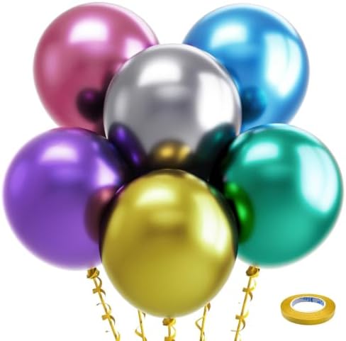 Bezente Metallic Chrome Balloons 18 Inch 30 Pack Latex Large Thick by Bezente