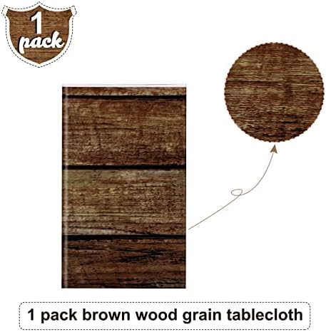 Irenare 1 Pcs Brown Wood Grain Western Tablecloth Plastic - Image 4