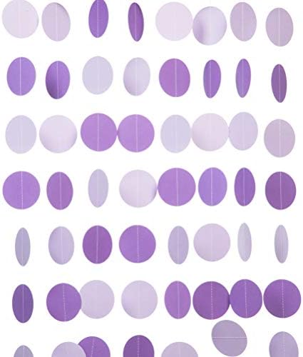 Purple Lavender Paper Garland Circle Dots Party Garland Streamer Backdrop Hanging Decorations, 2.5" in Diameter, 20 Feet in Total - Image 4