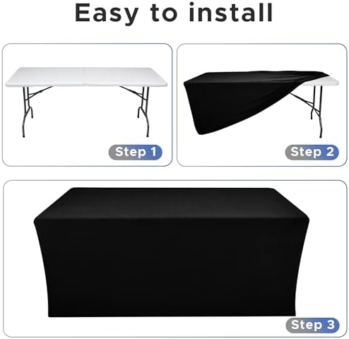 Nasitos Black Rectangle Spandex Fitted Table Clothes 2 Pack 72x30 in - Image 4