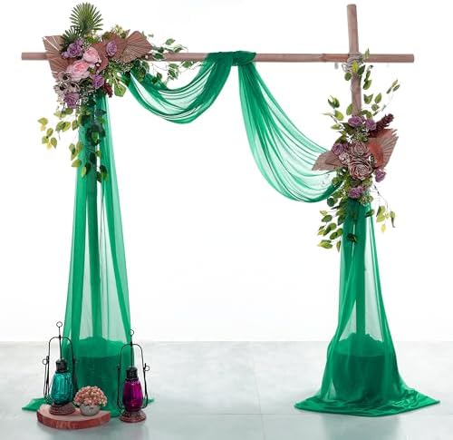 Pack of 2 Wedding Arch Drape Panel Fabric 30" x 30ft - Emerald Green - Image 2