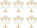6 Pcs Gold 3-Arm Heart Tea Light Candle Holder - Crystal & Metal Wedding Centerpiece Decor, Sparkling Table Decor for Anniversaries/Romantic Tabletop Home/Dinner Party/Events by kehail