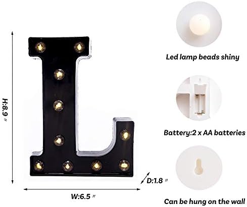 Foaky Black LED Marquee Number Lights Sign Light Up Marquee Number Lights Sign for Night Light Wedding Birthday Party Battery Powered Christmas Lamp Home Bar Decoration - Image 3