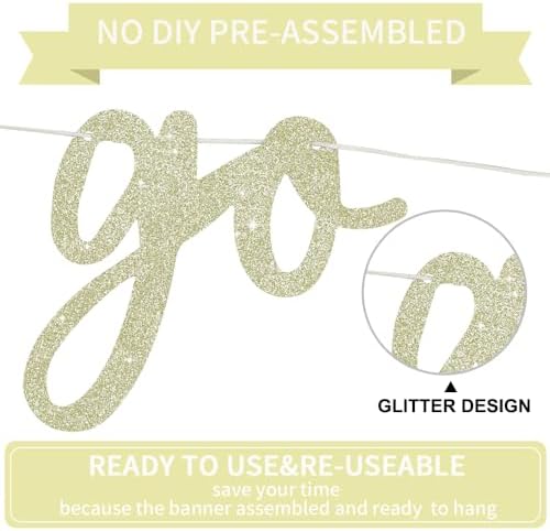 BEISHIDA Light Gold Go Shawty It's Your Birthday Banner - NO DIY - Hip Hop Theme Glitter Happy Birthday Banner - Pre-Strung - Black Rap Theme Happy Birthday Sign for Man Women birthday Party Supply - Image 3